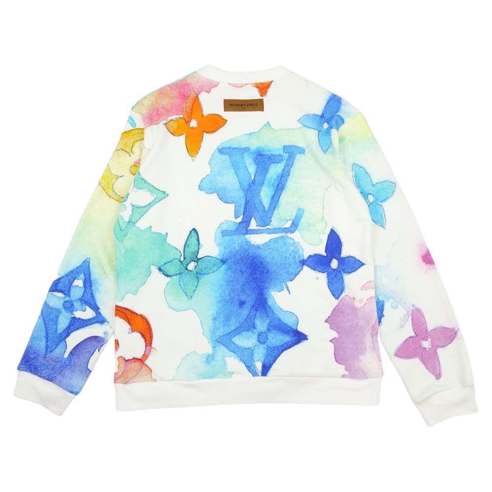 LOUIS VUITTON ルイ・ヴィトン 21SS 1A8QV7 国内正規品 ウォーターカラー ジャイアント モノグラム スウェット ホワイト系 XL【中古】