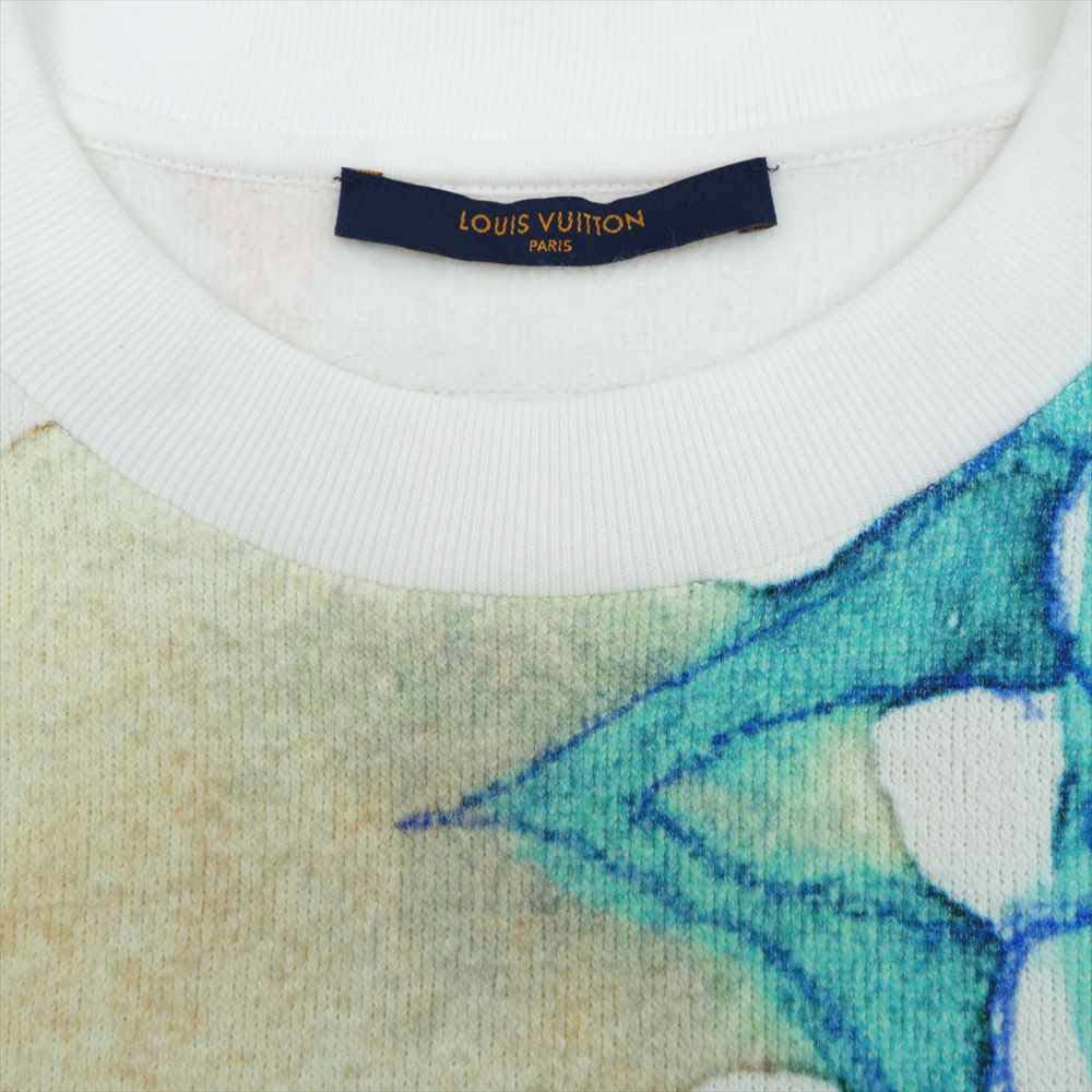 LOUIS VUITTON ルイ・ヴィトン 21SS 1A8QV7 国内正規品 ウォーターカラー ジャイアント モノグラム スウェット ホワイト系 XL【中古】