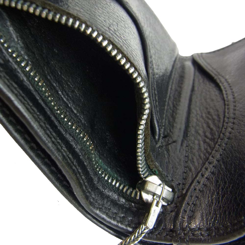 CHROME HEARTS クロムハーツ（原本無） 3FOLD 3フォールド ハート ボタン ウォレット ブラック系【中古】