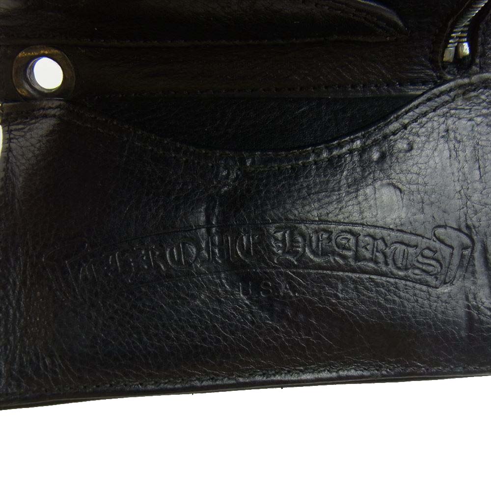 CHROME HEARTS クロムハーツ（原本無） 3FOLD 3フォールド ハート ボタン ウォレット ブラック系【中古】