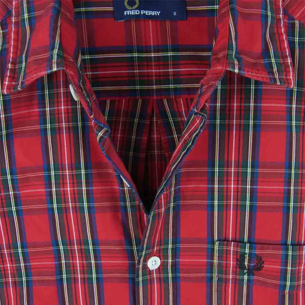 FRED PERRY フレッドペリー F4498 タータン 長袖 チェック シャツ コットン 中国製 レッド系 S【中古】