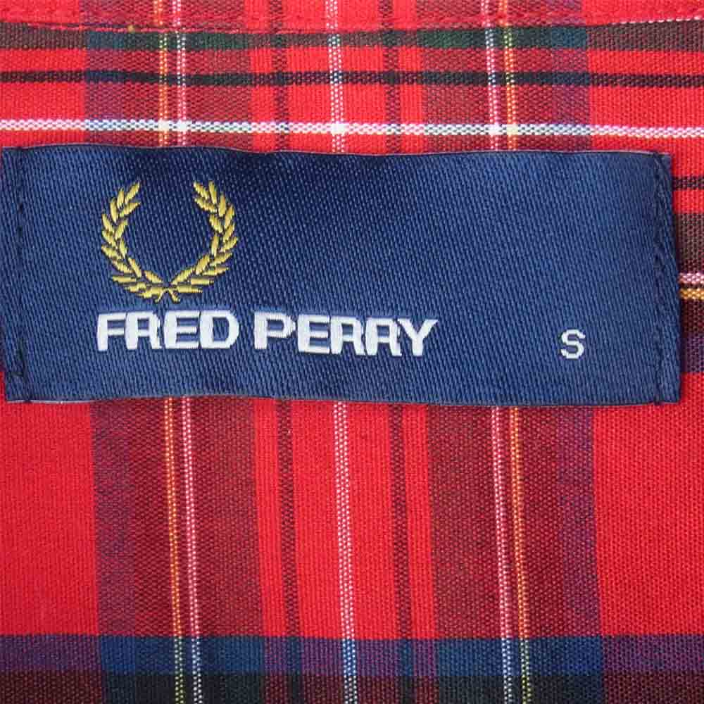 FRED PERRY フレッドペリー F4498 タータン 長袖 チェック シャツ コットン 中国製 レッド系 S【中古】