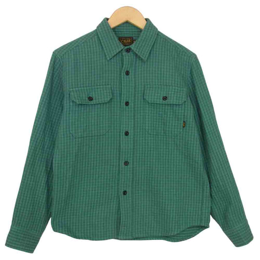 CALEE キャリー フランネル チェック シャツ グリーン×パープル グリーン系 M【中古】