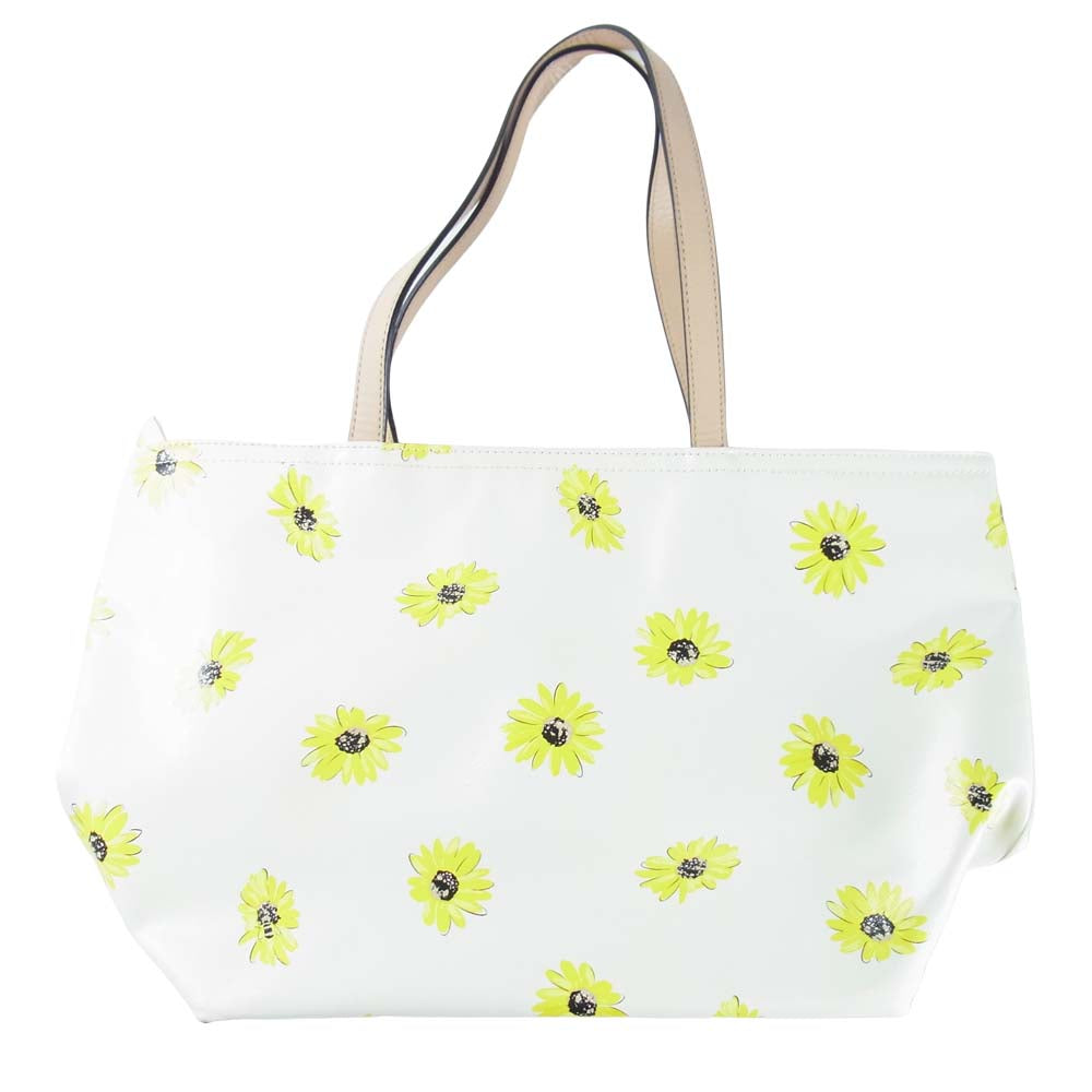 Kate Spade ケイトスペード OOPS A DAISY フラワー 総柄 トート バッグ 花柄 ロゴ ホワイト系【中古】