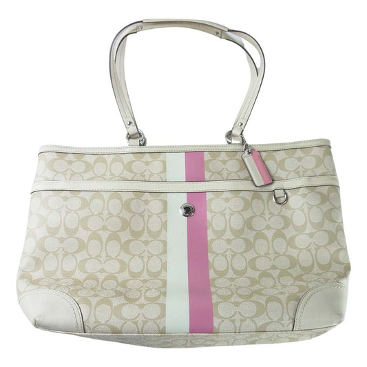 COACH コーチ F14475 ヘリテージ シグネチャー マザーズ トートバッグ トート バッグ ベージュ系【中古】