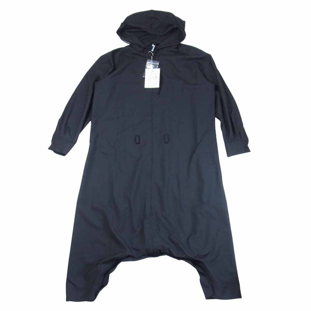 Yohji Yamamoto ヨウジヤマモト GroundY 21SS GT-D01-100 T/W Gabardine Inseam Buttons Overalls TWギャバジン 2WAY オーバーオール コート ブラック系 3【新古品】【未使用】【中古】