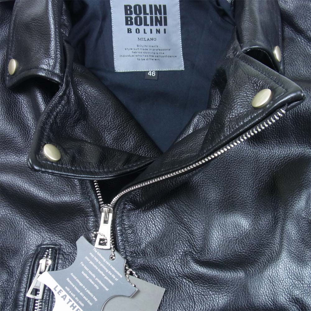 ボリニミラノ カウハイド レザー ダブルライダース ブラック系 46【美品】【中古】