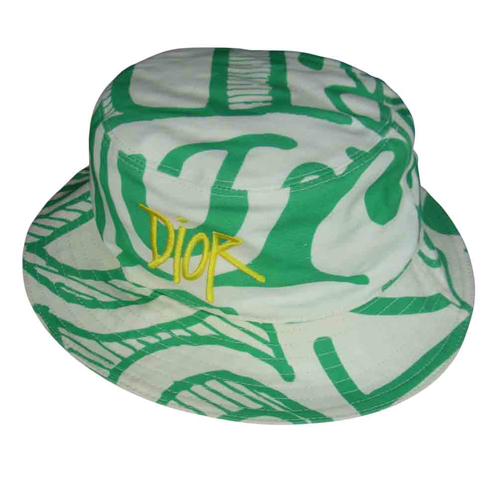 DIOR HOMME ディオールオム 20AW 033C906A4949 国内正規品 AND SHAWN STUSSY ショーン ステューシー コットン キャンバス ボブ ハット ホワイト系 M【中古】