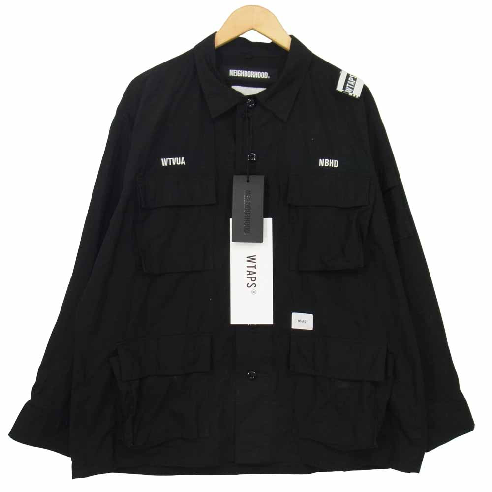 WTAPS ダブルタップス 19aw 192WVNHD-SHMO1S NEIGHBORHOOD ネイバーフッド JUNGLE LS SHIRT クロスボーン ジャングル ブラック系 L【中古】