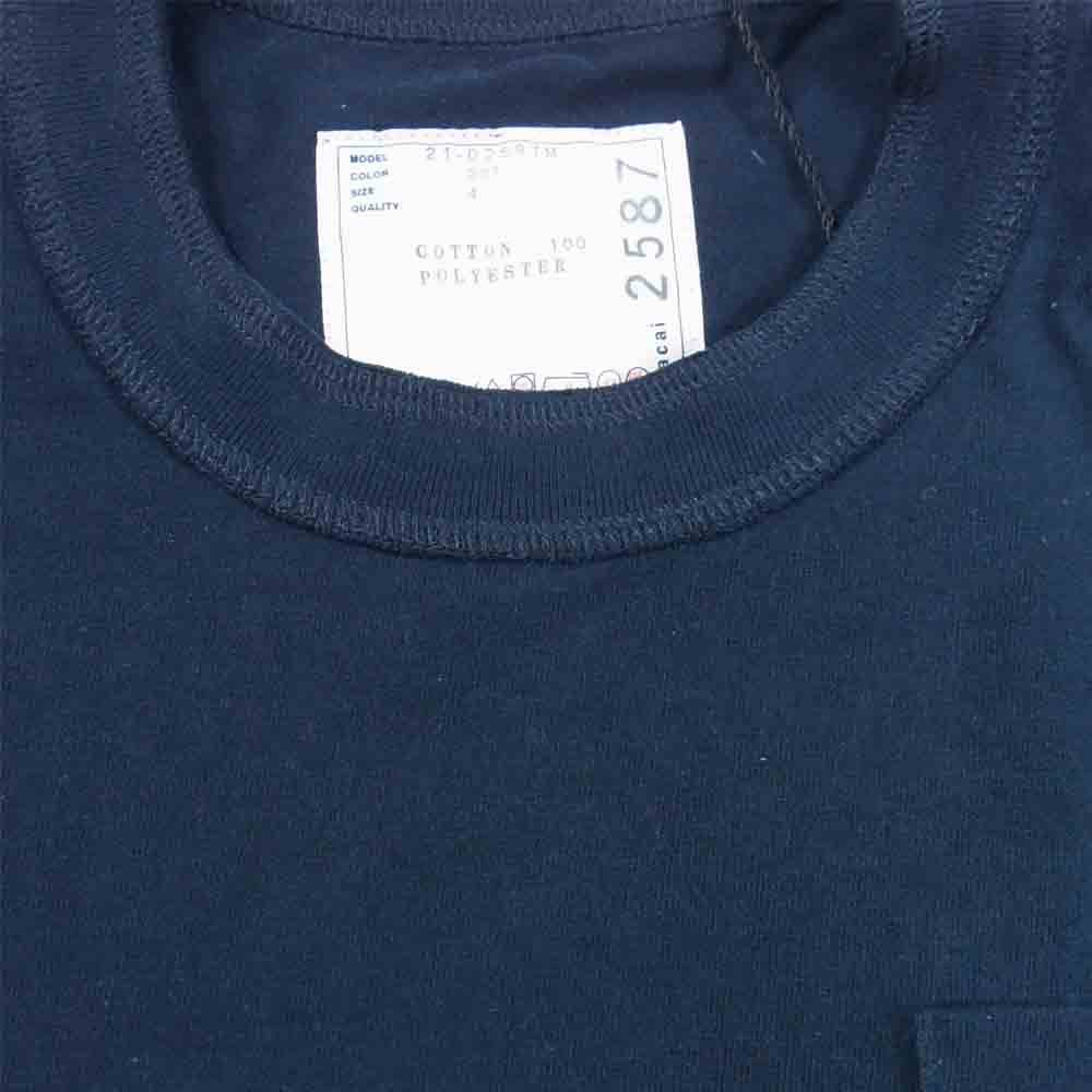 Sacai サカイ 21-02587M Cotton T-Shirt コットン Tシャツ 日本製 ネイビー系 4【美品】【中古】