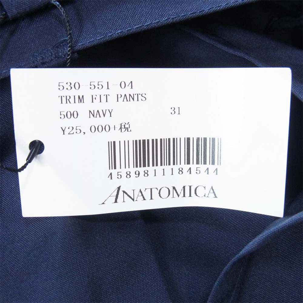 ANATOMICA アナトミカ 530-551-04 TRIM FIT PANTS トリムフィット スラックス パンツ ネイビー系 31【新古品】【未使用】【中古】