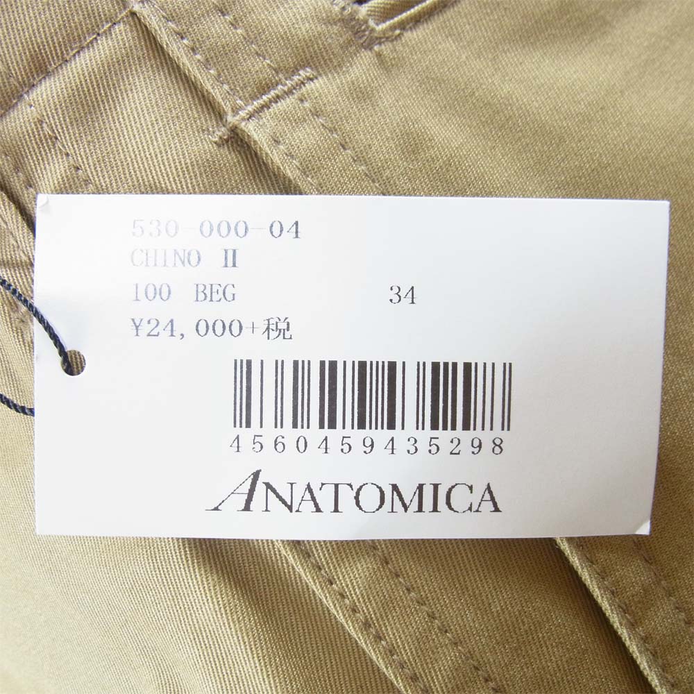 ANATOMICA アナトミカ 530-000-04 CHINO 2 チノ パンツ チノパンツ コットン ベージュ系 34/32【新古品】【未使用】【中古】