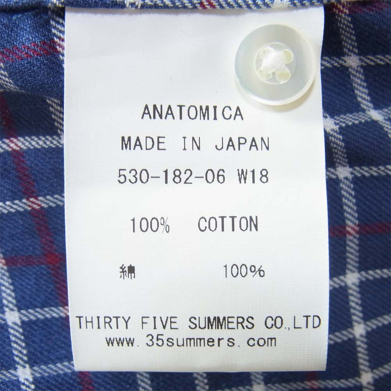 ANATOMICA アナトミカ 530-182-06 WEELEND SHIRT L/S コットン チャック シャツ ブルー系 S【新古品】【未使用】【中古】