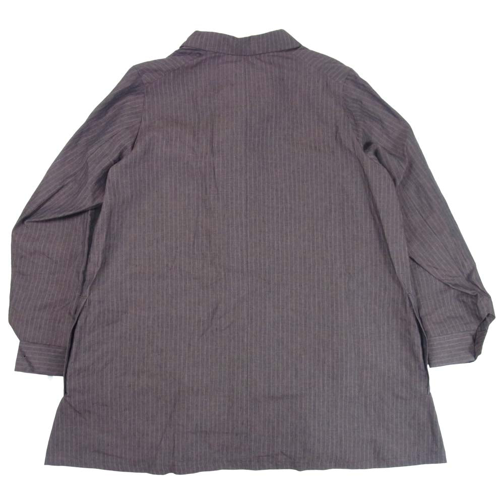 ANATOMICA アナトミカ ARTHUR アルチュール ストライプ リネン ワーク コート ダークブラウン系 S【美品】【中古】