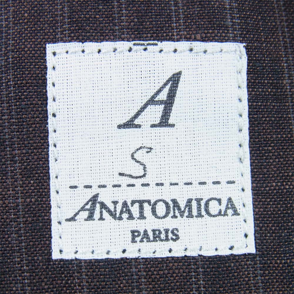 ANATOMICA アナトミカ ARTHUR アルチュール ストライプ リネン ワーク コート ダークブラウン系 S【美品】【中古】