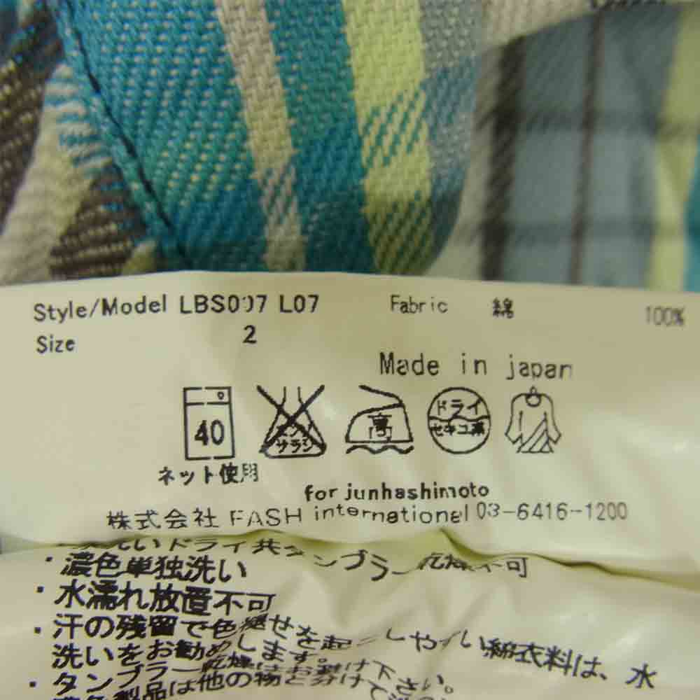 junhashimoto ジュンハシモト チェック フランネル フック シャツ　青 ライトブルー系 2【中古】