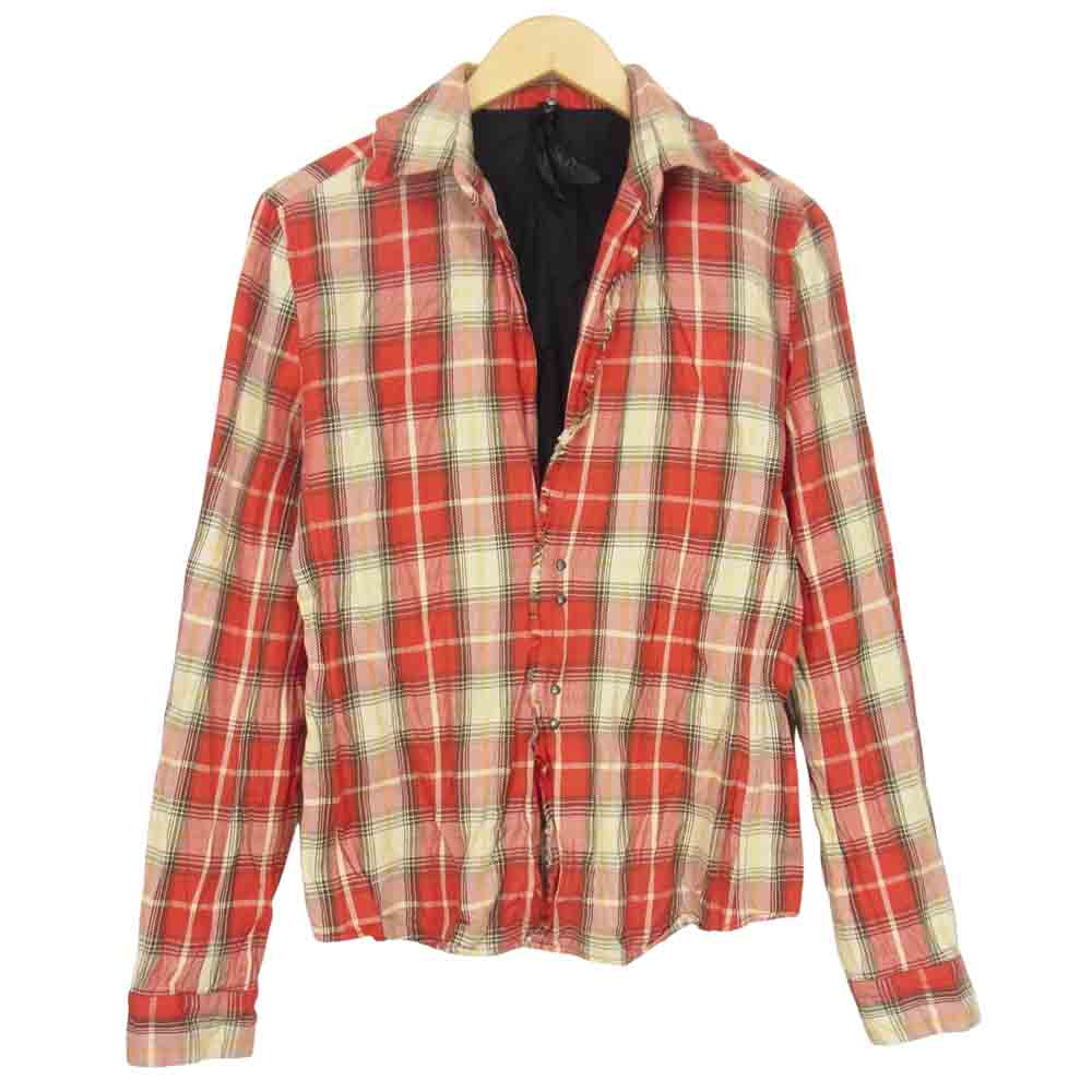 wjk ダブルジェイケイ ch36 シワ加工 チェック フック シャツ　赤 レッド系 M【中古】