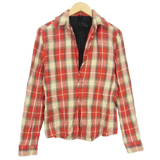 wjk ダブルジェイケイ ch36 シワ加工 チェック フック シャツ　赤 レッド系 M【中古】