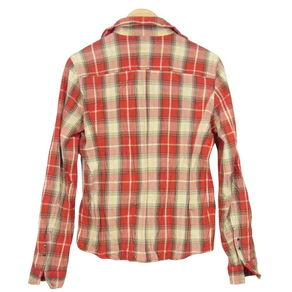 wjk ダブルジェイケイ ch36 シワ加工 チェック フック シャツ　赤 レッド系 M【中古】