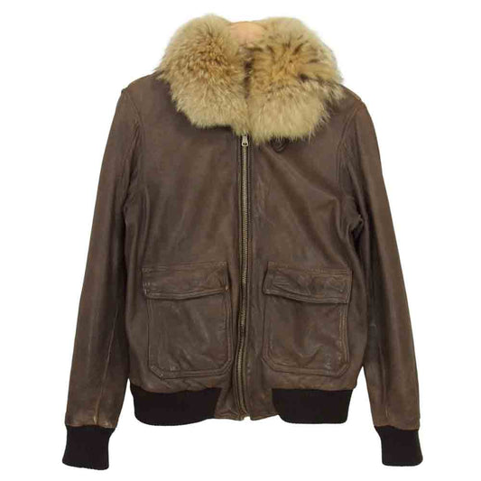 GIORGIO BRATO ジョルジオブラット 国内正規品 ラムレザー コヨーテファー A-2タイプ レザージャケット ブラウン系 44【中古】