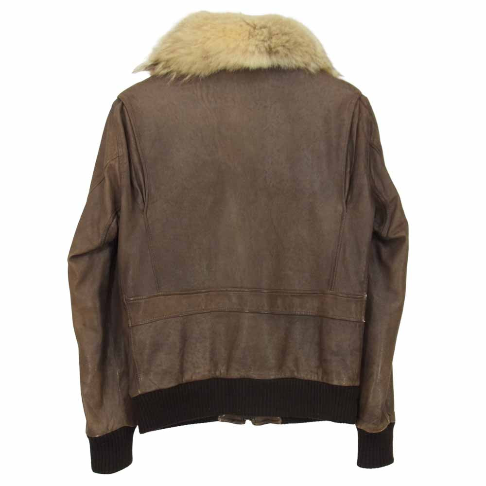 GIORGIO BRATO ジョルジオブラット 国内正規品 ラムレザー コヨーテファー A-2タイプ レザージャケット ブラウン系 44【中古】