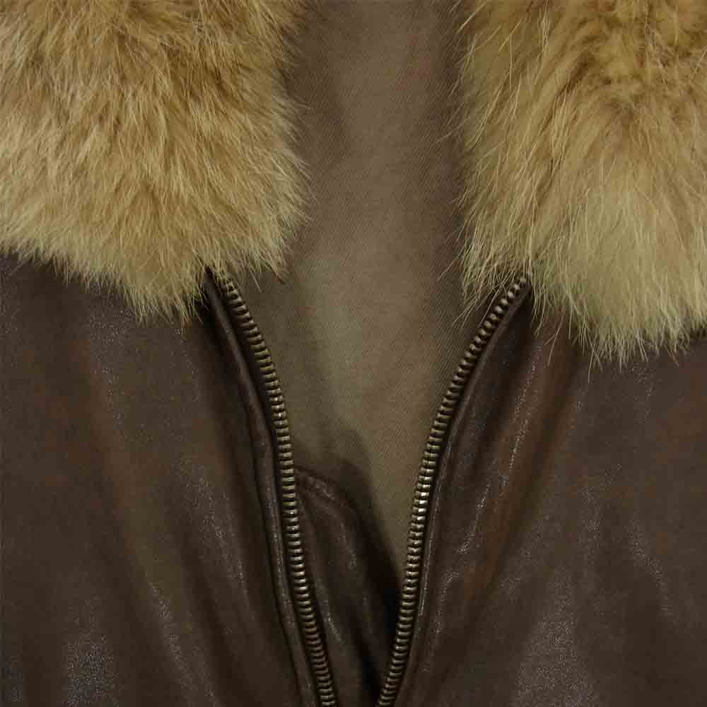 GIORGIO BRATO ジョルジオブラット 国内正規品 ラムレザー コヨーテファー A-2タイプ レザージャケット ブラウン系 44【中古】
