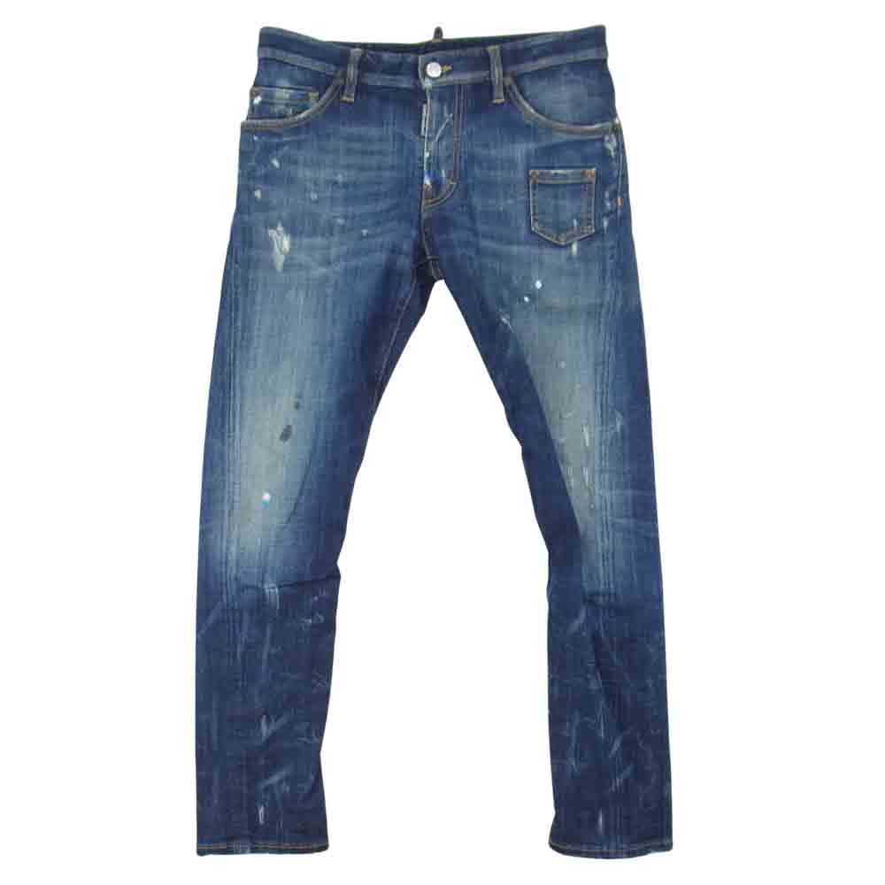 DSQUARED2 ディースクエアード S71LA0625 Kenny jeans ペンキ加工 ペイント ダメージ加工 デニム パンツ インディゴブルー系 44【中古】