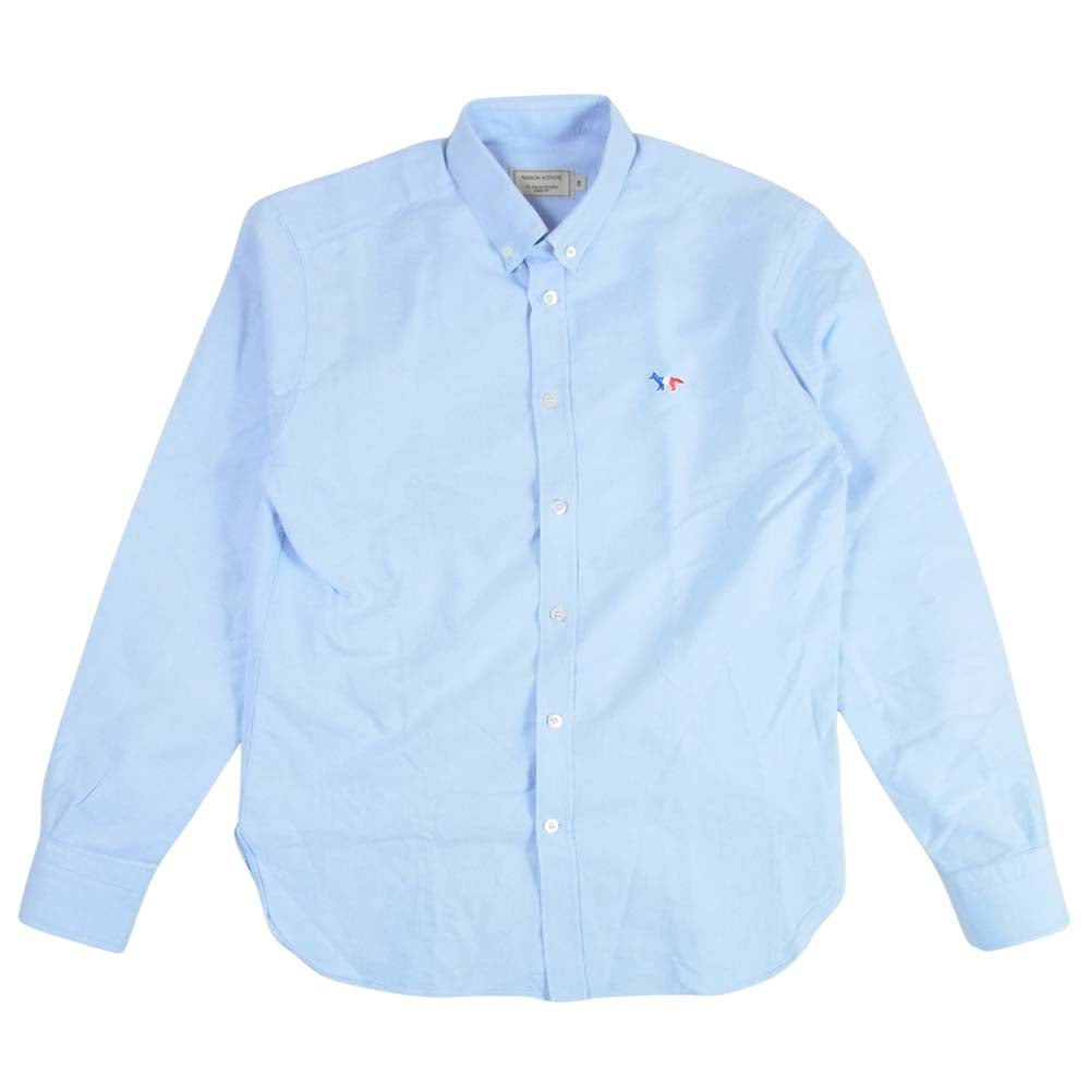 MAISON KITSUNE メゾンキツネ KMH-2800-A トリコロール フォックス ボタンダウン 長袖 シャツ ライトブルー系 39【中古】