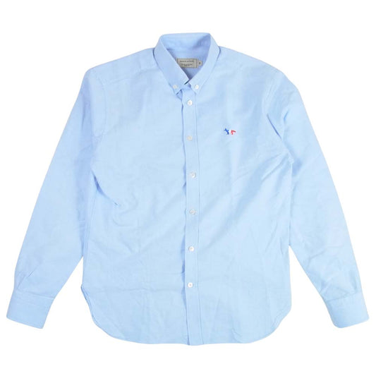 MAISON KITSUNE メゾンキツネ KMH-2800-A トリコロール フォックス ボタンダウン 長袖 シャツ ライトブルー系 39【中古】