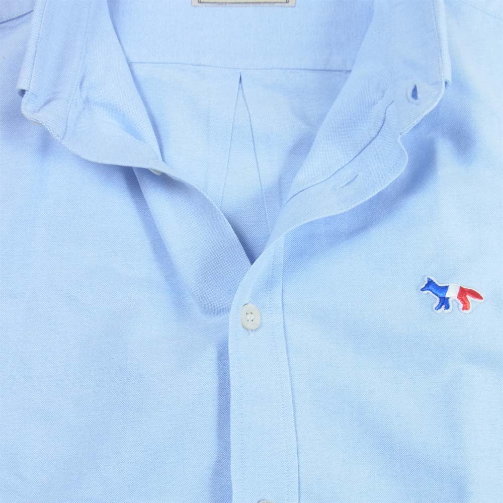 MAISON KITSUNE メゾンキツネ KMH-2800-A トリコロール フォックス ボタンダウン 長袖 シャツ ライトブルー系 39【中古】