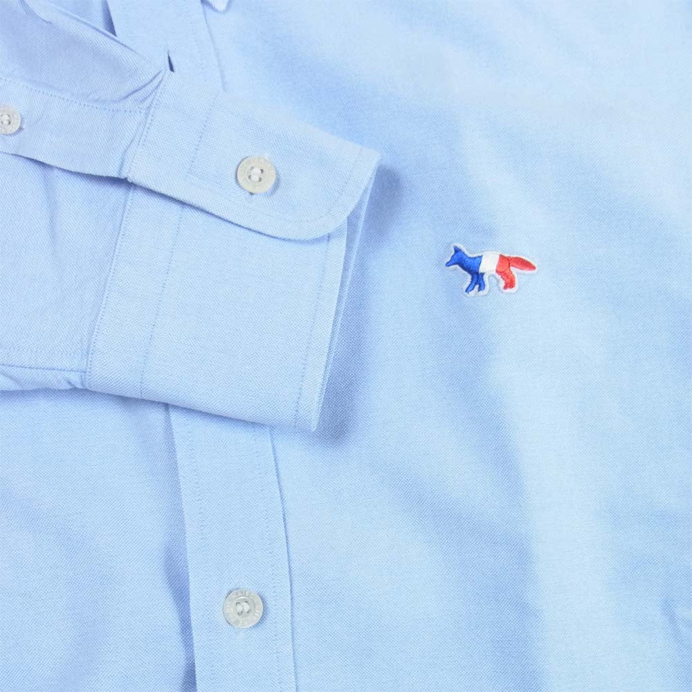 MAISON KITSUNE メゾンキツネ KMH-2800-A トリコロール フォックス ボタンダウン 長袖 シャツ ライトブルー系 39【中古】