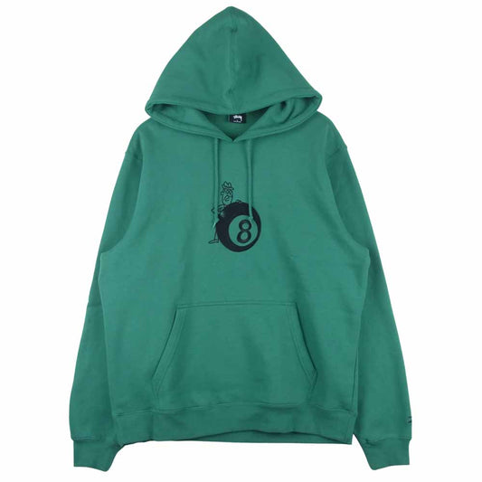 STUSSY ステューシー 20AW 8 BALL MAN EMBROIDERED HOODIE 8ボールマン パーカー グリーン系 L【中古】