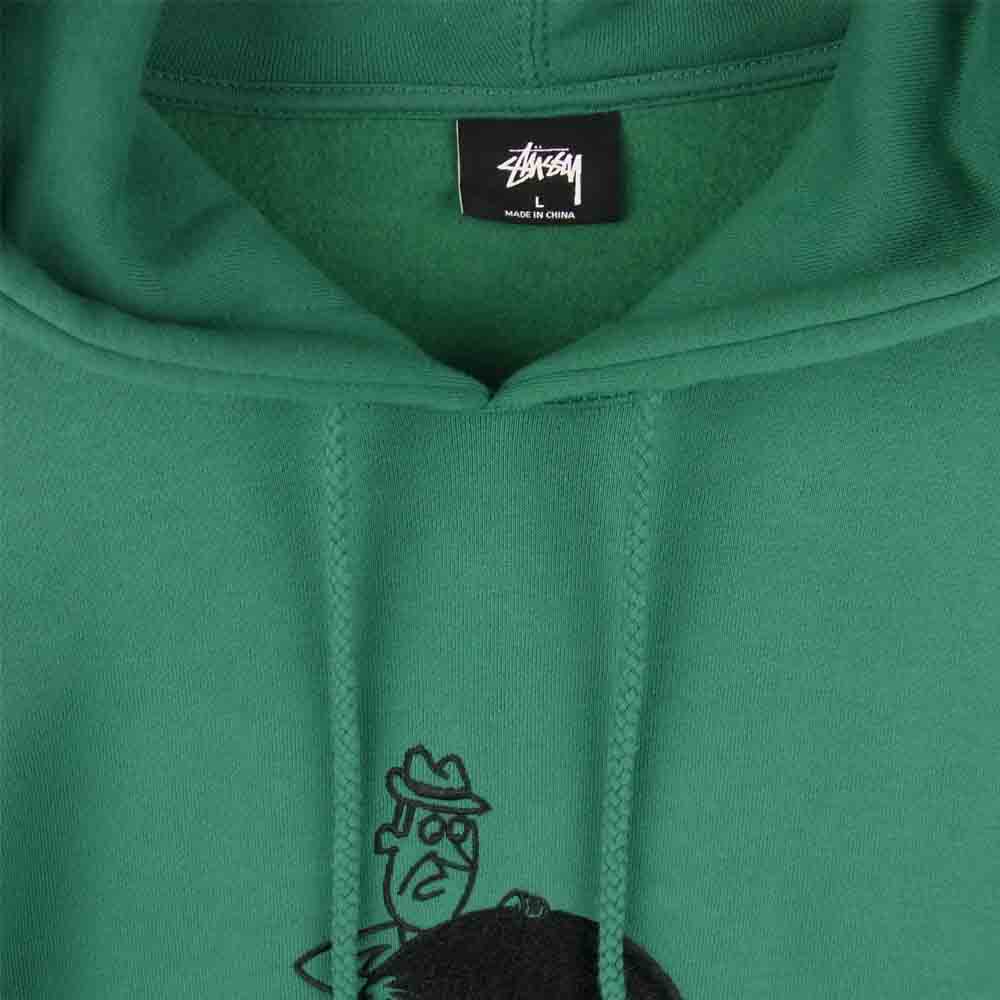 STUSSY ステューシー 20AW 8 BALL MAN EMBROIDERED HOODIE 8ボールマン パーカー グリーン系 L【中古】