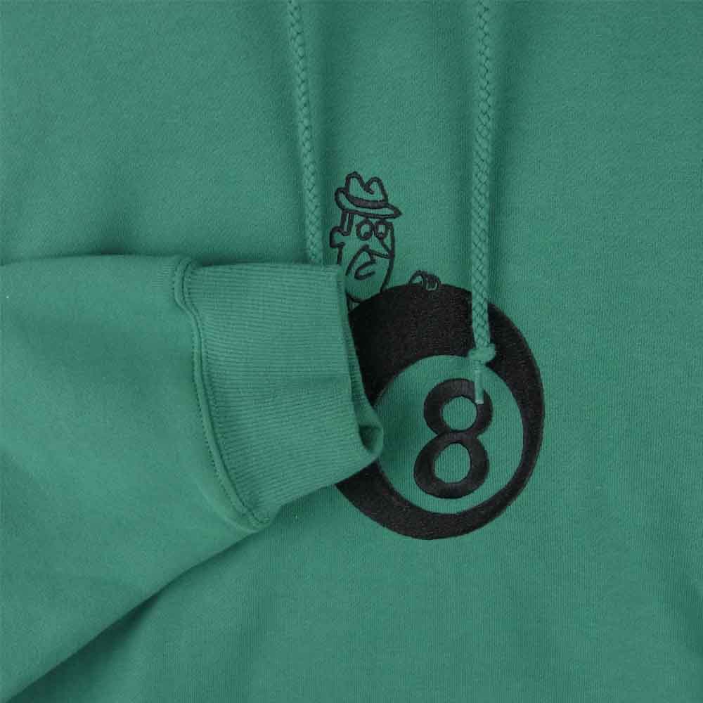 STUSSY ステューシー 20AW 8 BALL MAN EMBROIDERED HOODIE 8ボールマン パーカー グリーン系 L【中古】