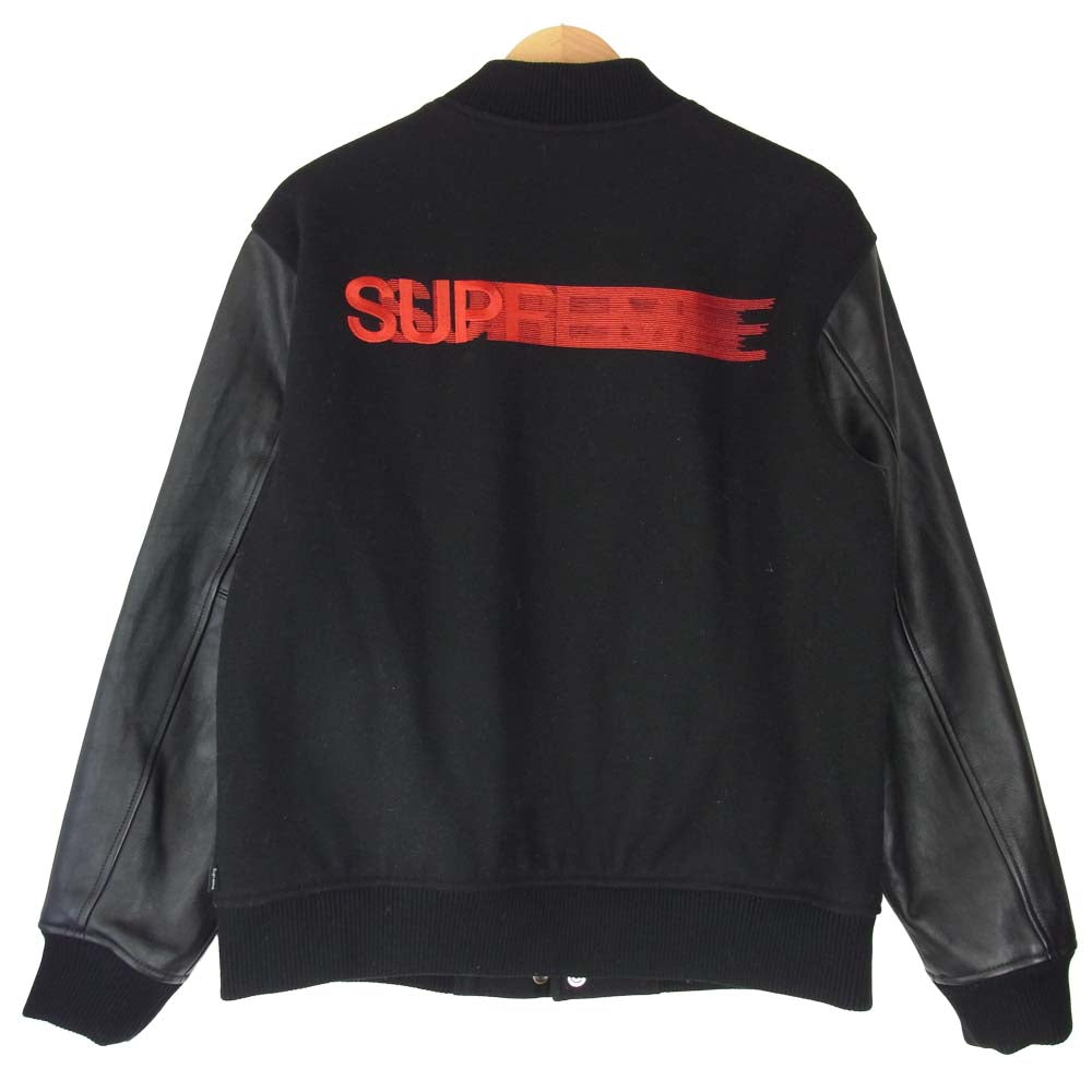Supreme シュプリーム 18AW Motion Logo Varsity Jacket モーションロゴ バーシティジャケット スタジャン ブラック系 M【中古】