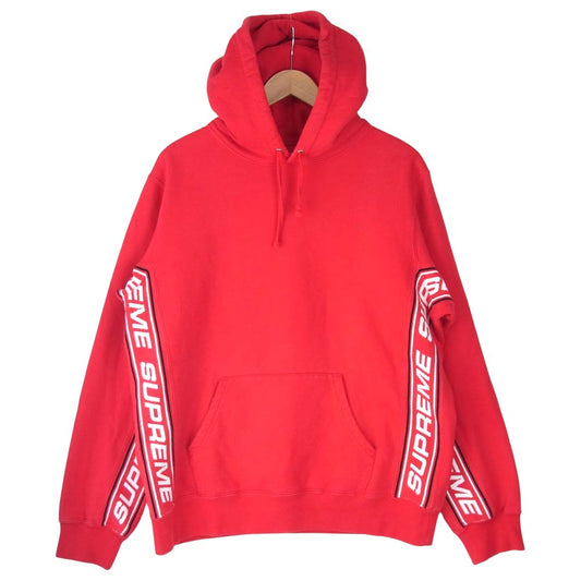 Supreme シュプリーム 19AW Text Rib Hooded Sweatshirt マルチ サイド ロゴ パーカー レッド系 M【中古】