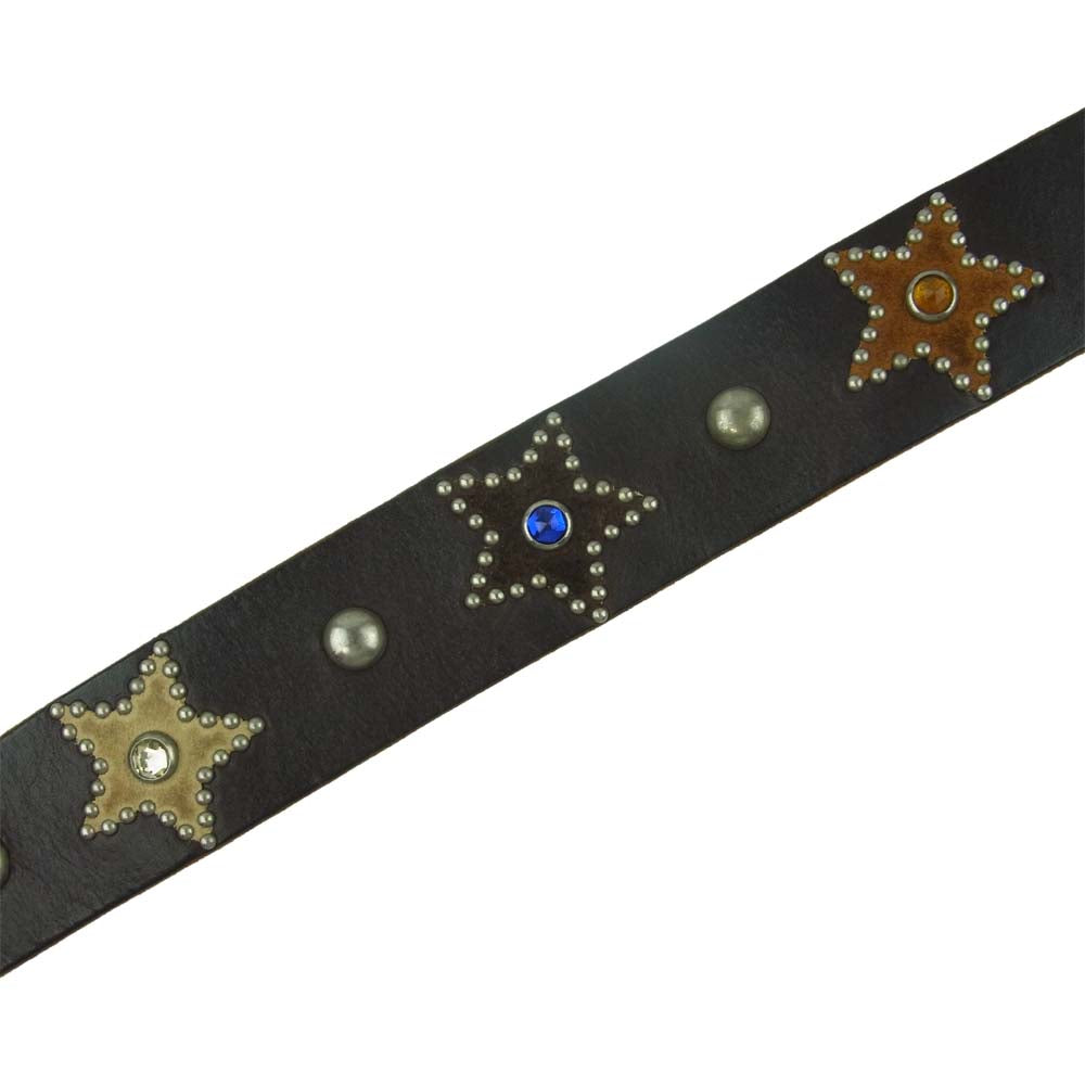 HTC エイチティーシー Leather Belt レザー スター スタッズ ベルト ダークブラウン系 32【中古】