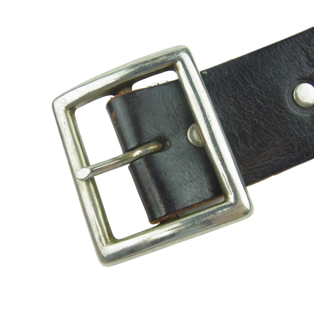 HTC エイチティーシー Leather Belt フラワー スタッズ ベルト レザー ダークブラウン系 32【中古】