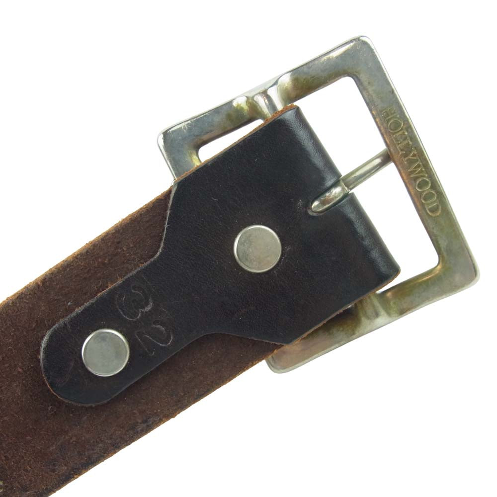 HTC エイチティーシー Leather Belt フラワー スタッズ ベルト レザー ダークブラウン系 32【中古】