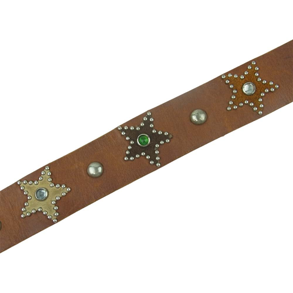 HTC エイチティーシー Leather Belt レザー スター スタッズ ベルト ブラウン系 32【中古】
