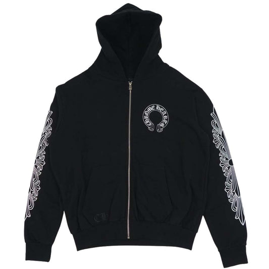 CHROME HEARTS クロムハーツ（原本無） ホースシュー フローラル クロス プリント ダガー ジップ パーカー M【中古】