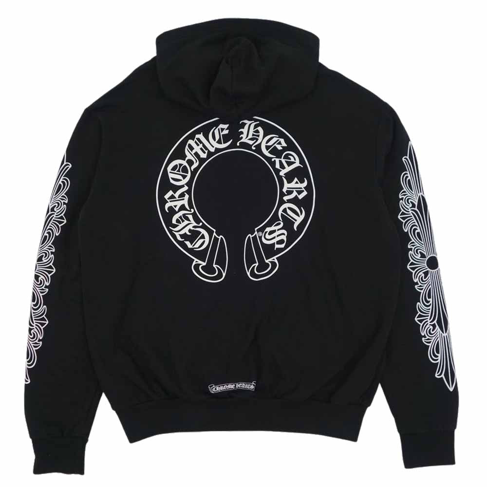 CHROME HEARTS クロムハーツ（原本無） ホースシュー フローラル クロス プリント ダガー ジップ パーカー M【中古】
