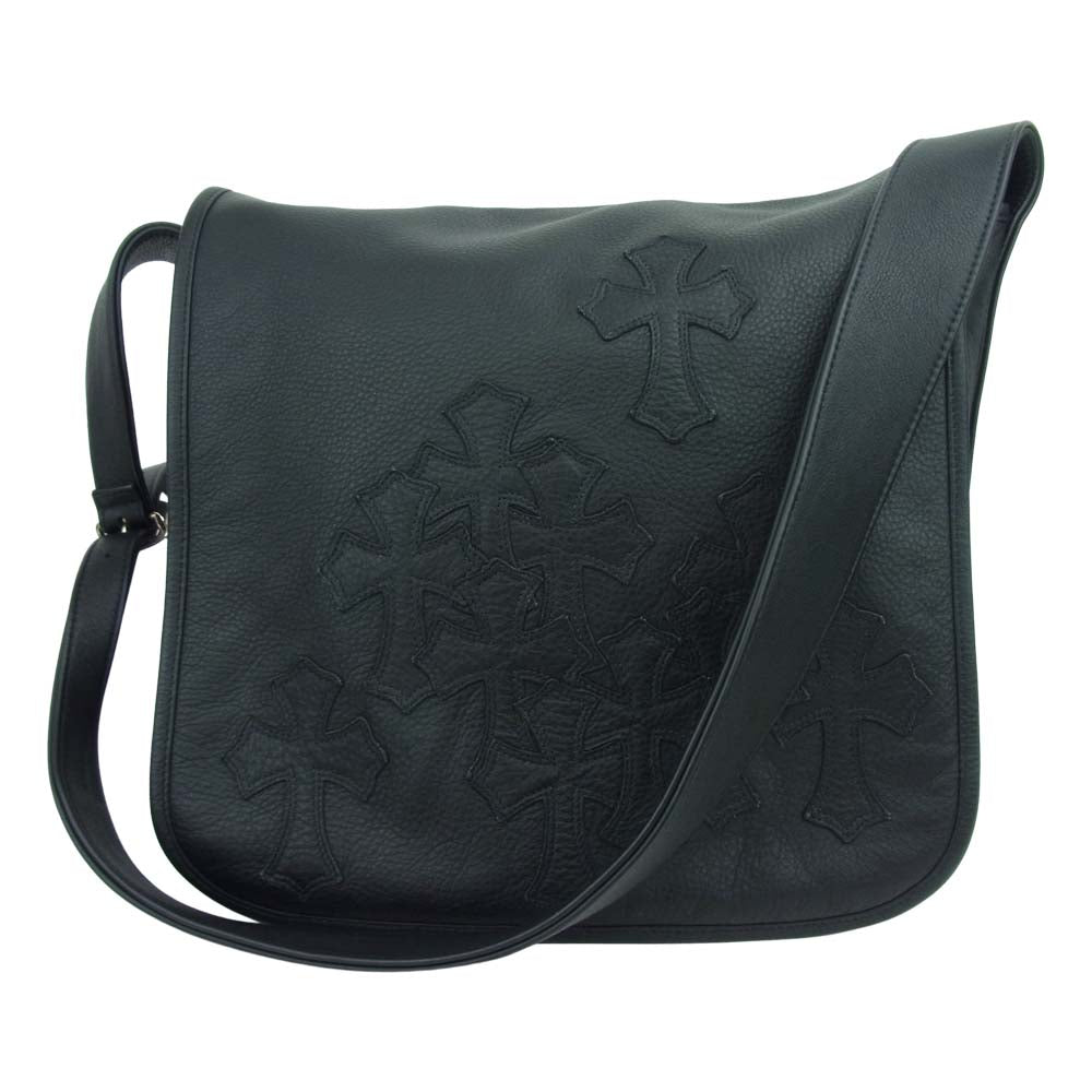 CHROME HEARTS クロムハーツ（原本無） セメタリークロス パッチ ガンスリンガー タガーZIP レザー メール バッグ ブラック系【中古】