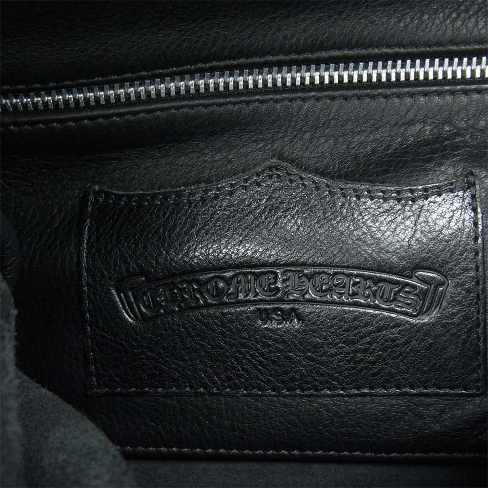 CHROME HEARTS クロムハーツ（原本無） セメタリークロス パッチ ガンスリンガー タガーZIP レザー メール バッグ ブラック系【中古】