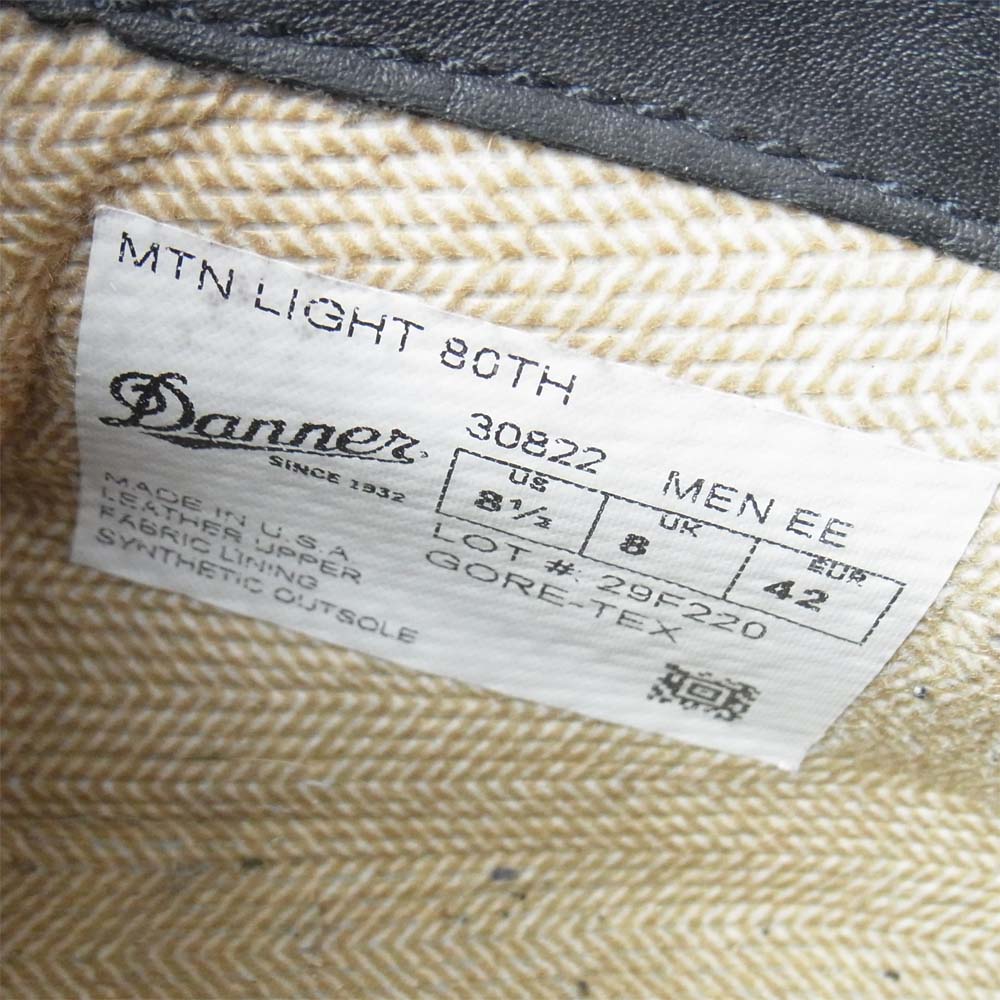 Danner ダナー 30822 USA製 80周年 白タグ GORE-TEX Mountain Light 80th ゴアテックス マウンテンライト ダークブラウン系 US8.5【中古】