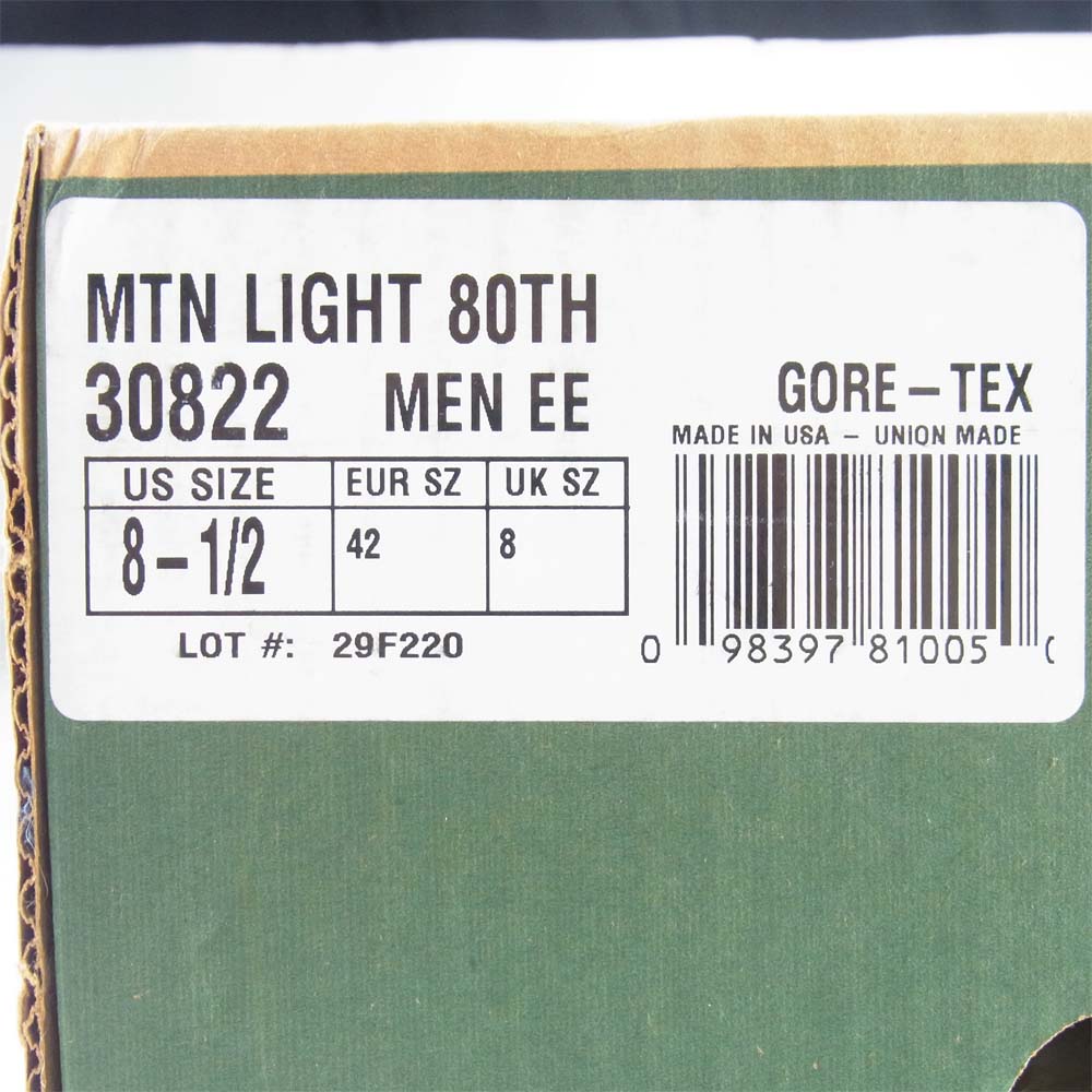 Danner ダナー 30822 USA製 80周年 白タグ GORE-TEX Mountain Light 80th ゴアテックス マウンテンライト ダークブラウン系 US8.5【中古】
