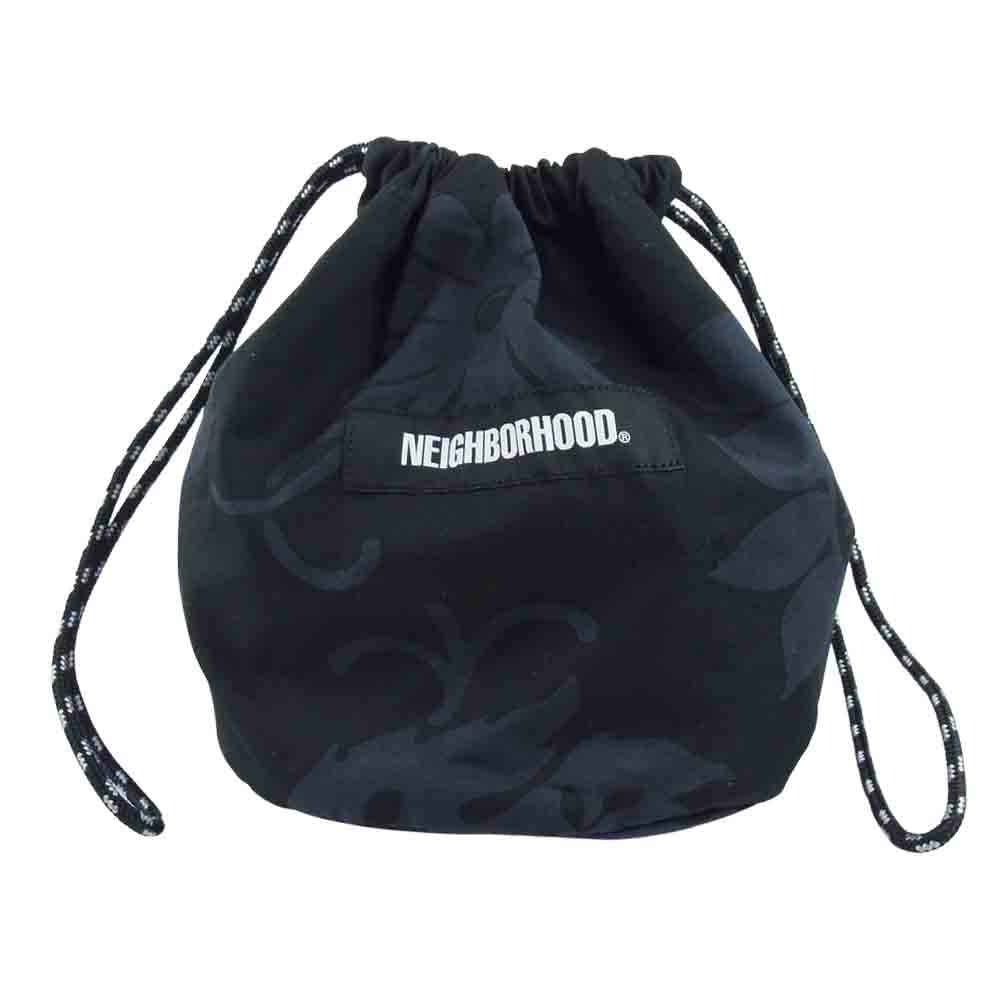 NEIGHBORHOOD ネイバーフッド 21SS 211TQNH-CG01 POUCH . OHANA / C-LUGGAGE フラワー パターン 巾着型 ポーチ  ブラック系 F【新古品】【未使用】【中古】