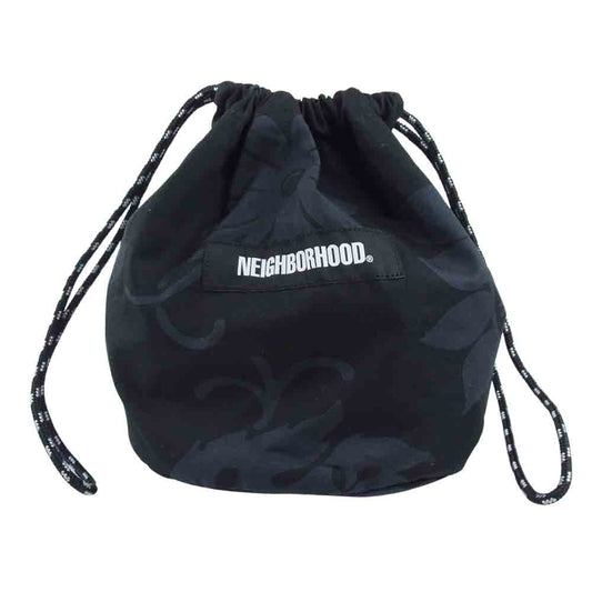 NEIGHBORHOOD ネイバーフッド 21SS 211TQNH-CG01 POUCH . OHANA / C-LUGGAGE フラワー パターン 巾着型 ポーチ  ブラック系 F【新古品】【未使用】【中古】