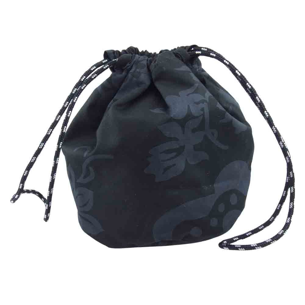 NEIGHBORHOOD ネイバーフッド 21SS 211TQNH-CG01 POUCH . OHANA / C-LUGGAGE フラワー パターン 巾着型 ポーチ  ブラック系 F【新古品】【未使用】【中古】