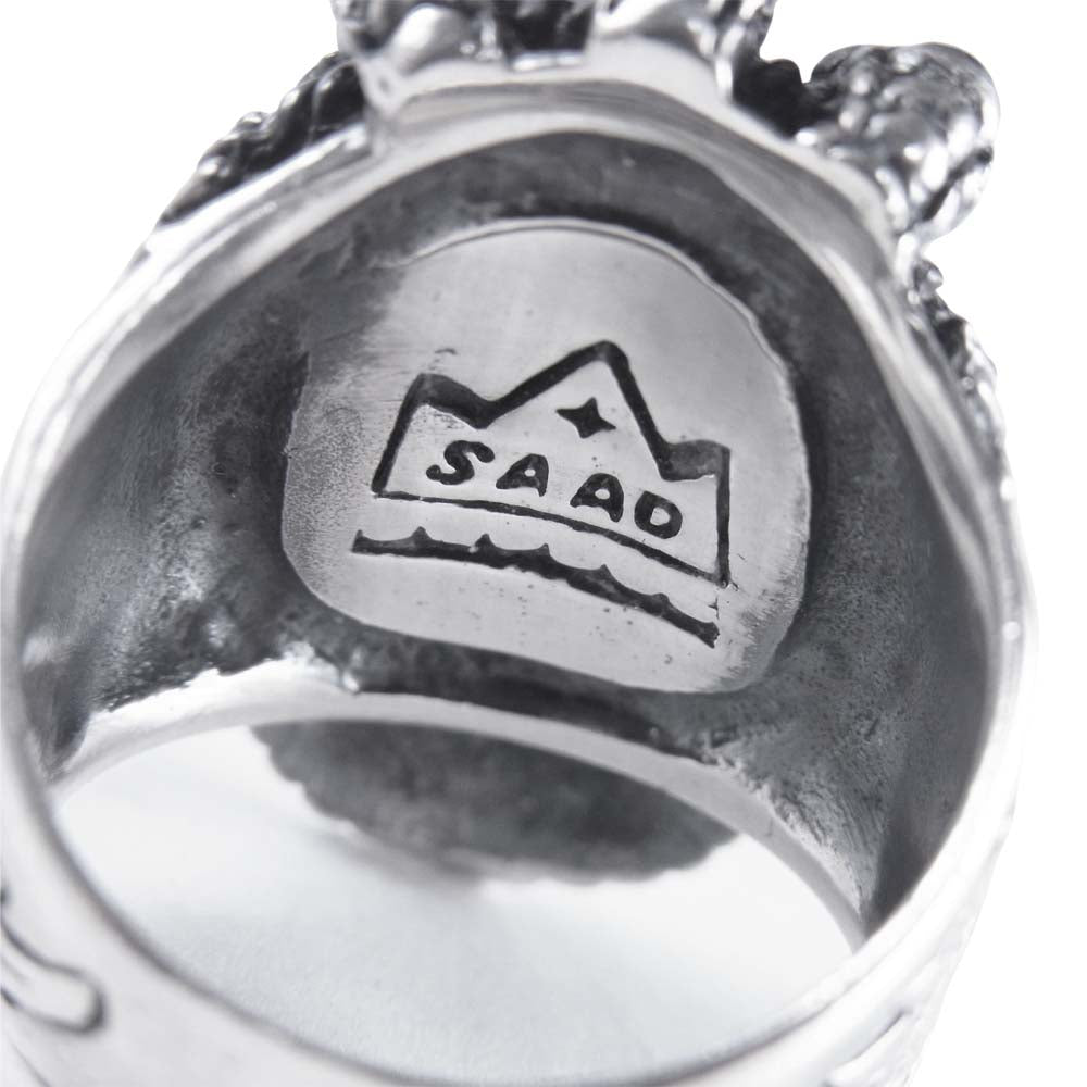 SAAD サード イーグル クロー ピーターサイト ストーン リング 指輪 シルバー系 15～16号程度【中古】